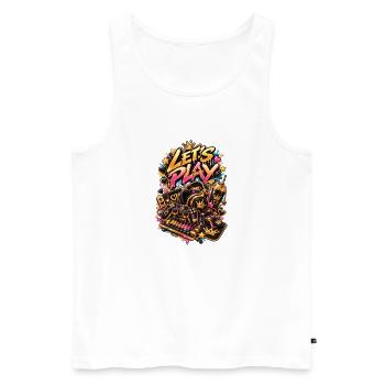 Lass uns spielen Neon Gaming Krone - Männer Premium Bio Tank Top - Weiß - Vorne - Michal (187cm)