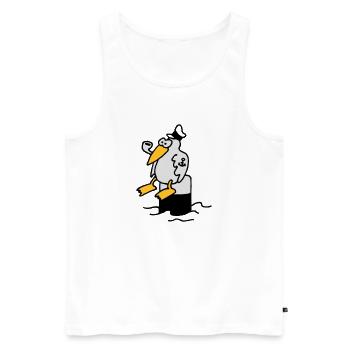 moewe_am_hafen_3c - Men's Premium Organic Tank Top - white - Front - AI Model Male 178 light (178cm)