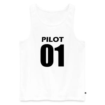 pilot.ai - Men's Premium Organic Tank Top - white - Front - Michal (187cm)