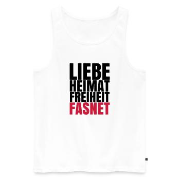 LIEBE HEIMAT FASNET - Männer Premium Bio Tank Top - Weiß - Vorne - AI Model Male 178 light (178cm)
