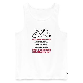 351 Der Mensch ist die Bestie - Männer Premium Bio Tank Top - Weiß - Vorne - AI Model Male 178 light (178cm)