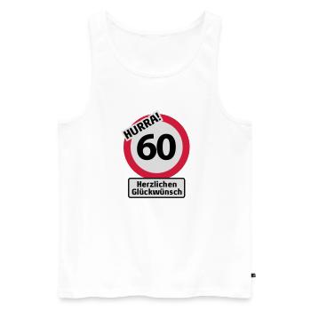 Hurrah 60 Anniversaire - Félicitations | - Débardeur bio Premium Homme - blanc - Devant - AI Model Male 178 light (178cm)