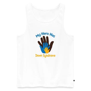 Mein Held hat Down-Syndrom - Männer Premium Bio Tank Top - Weiß - Vorne - AI Model Male 178 light (178cm)