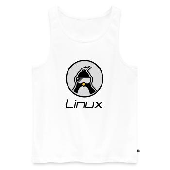 linux - Débardeur bio Premium Homme - blanc - Devant - AI Model Male 178 light (178cm)