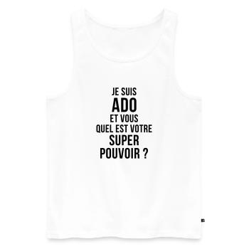 adolescent / enfant / ado / adolescente - Débardeur bio Premium Homme - blanc - Devant - AI Model Male 178 light (178cm)