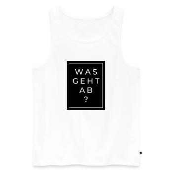 Was geht ab? - Männer Premium Bio Tank Top - Weiß - Vorne - AI Model Male 178 light (178cm)