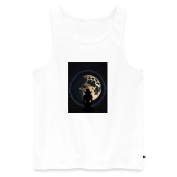 Frau, die den Vollmond beobachtet - Männer Premium Bio Tank Top - Weiß - Vorne - Michal (187cm)