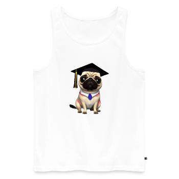 Bachelor Bulldog Graduation Study Dogs - Men's Premium Organic Tank Top - white - Front - Michal (187cm)