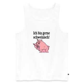 Ich bin gerne schweinisch! - Männer Premium Bio Tank Top - Weiß - Vorne - Michal (187cm)