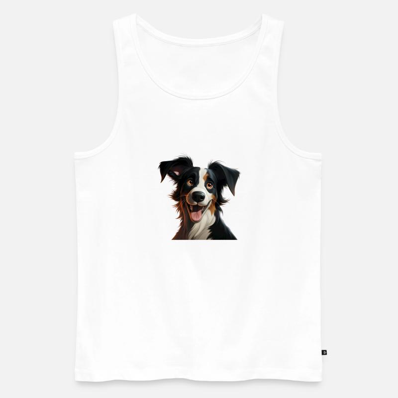 Border Collie Comic - Männer Premium Bio Tank Top - Weiß