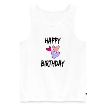 HAPPY BIRTHDAY. HAPPY BIRTHDAY. BIRTHDAY. - Men's Premium Organic Tank Top - white - Front - Michal (187cm)