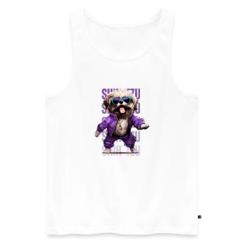 Elegant Shih Tzu Tee | Urban Cartoonish Dog Design - Men's Premium Organic Tank Top - white - Front - Michal (187cm)