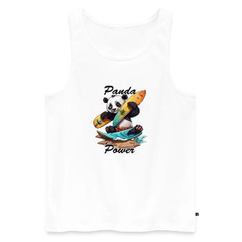 Panda / Tier / Zoo / Bambus / Wild / Kindlich - Männer Premium Bio Tank Top - Weiß - Vorne - Michal (187cm)