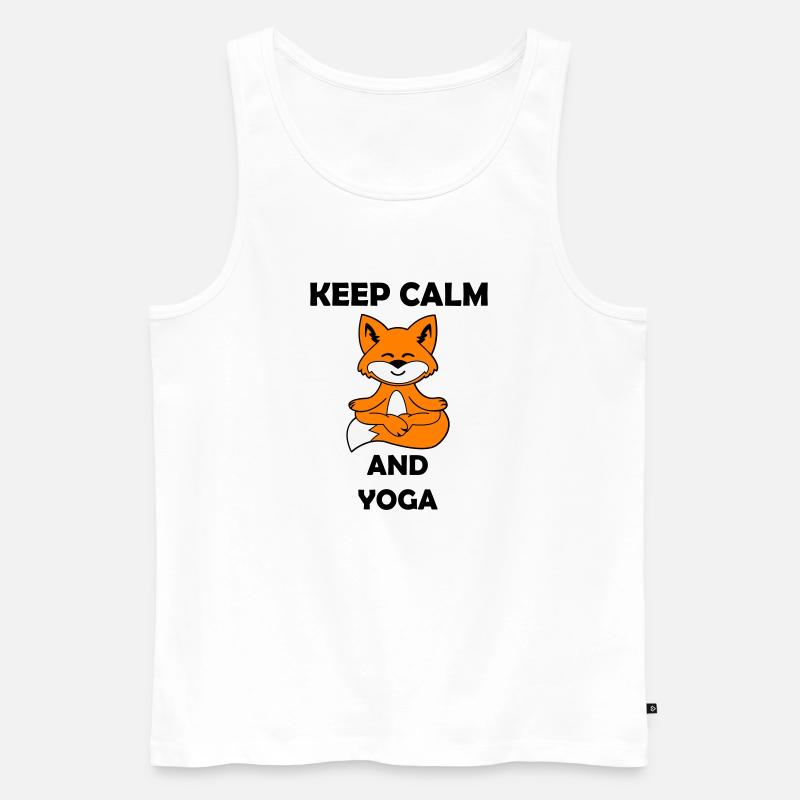 yoga fuchs keep calm - Männer Premium Bio Tank Top - Weiß