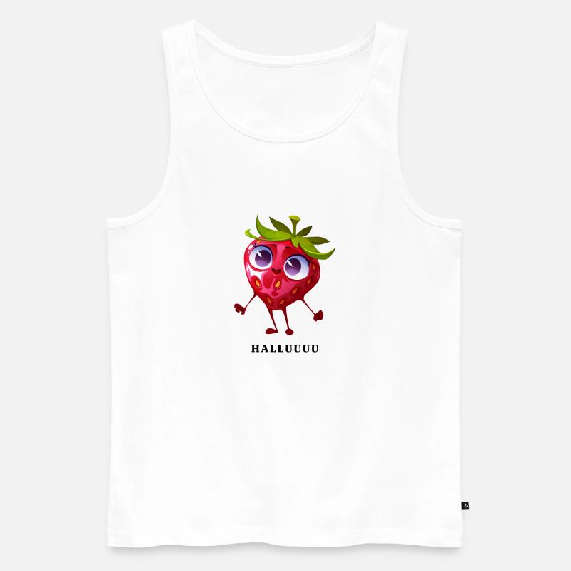 Erdbeere sagt halluuuu - Männer Premium Bio Tank Top - Weiß