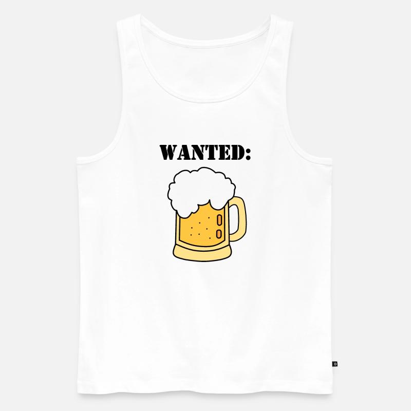 wanted beer - Männer Premium Bio Tank Top - Weiß