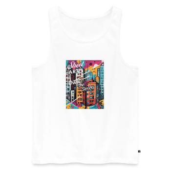 Own the Street - Männer Premium Bio Tank Top - Weiß - Vorne - Michal (187cm)