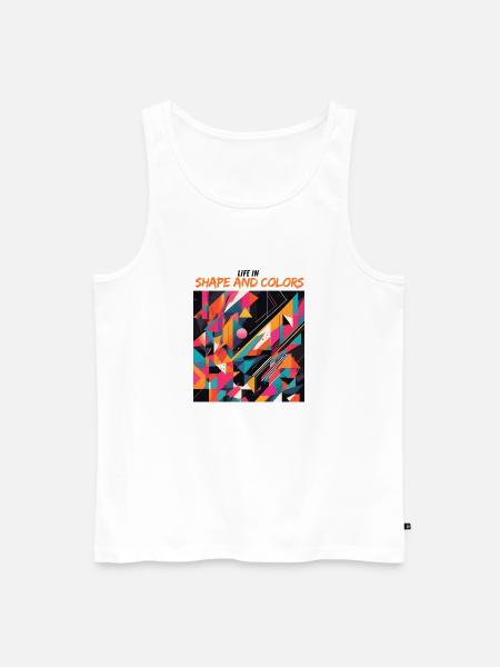 "Life in shape and colours" Geometrisches Muster - Männer Premium Bio Tank Top - Weiß