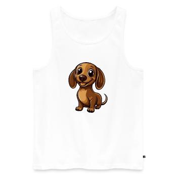 Dackel DachsHund Comic Niedlich - Männer Premium Bio Tank Top - Weiß - Vorne - AI Model Male 178 light (178cm)