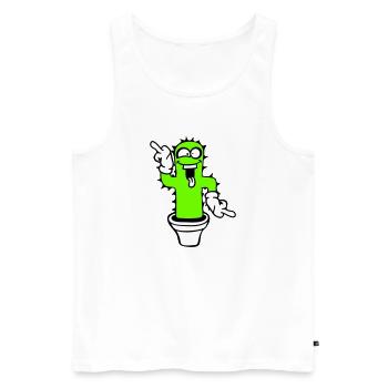 Kaktus Kakteen Gesicht Stachelig Lustig Grimasse - Männer Premium Bio Tank Top - Weiß - Vorne - Michal (187cm)