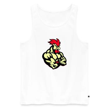 Coq Bande Dessinée - Débardeur bio Premium Homme - blanc - Devant - Michal (187cm)