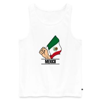 Drapeau Mexique poing texte MEXIQUE - Débardeur bio Premium Homme - blanc - Devant - AI Model Male 178 light (178cm)