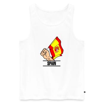Drapeau espagne poing texte ESPAGNE - Débardeur bio Premium Homme - blanc - Devant - Michal (187cm)