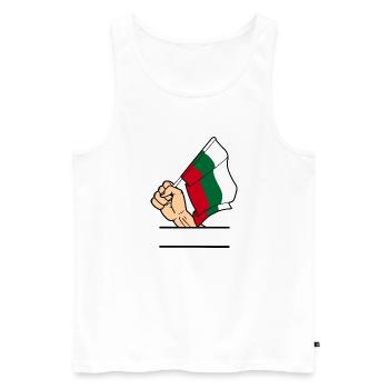 Flag: Bulgaria fist text space - Men's Premium Organic Tank Top - white - Front - AI Model Male 178 light (178cm)