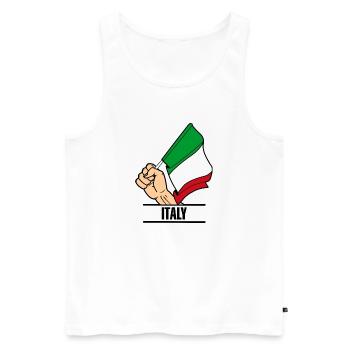 Flag Italy fist text ITALY - Men's Premium Organic Tank Top - white - Front - Michal (187cm)