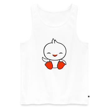 Canard s’assied amicalement salutation heureuse agitant - Débardeur bio Premium Homme - blanc - Devant - AI Model Male 178 light (178cm)