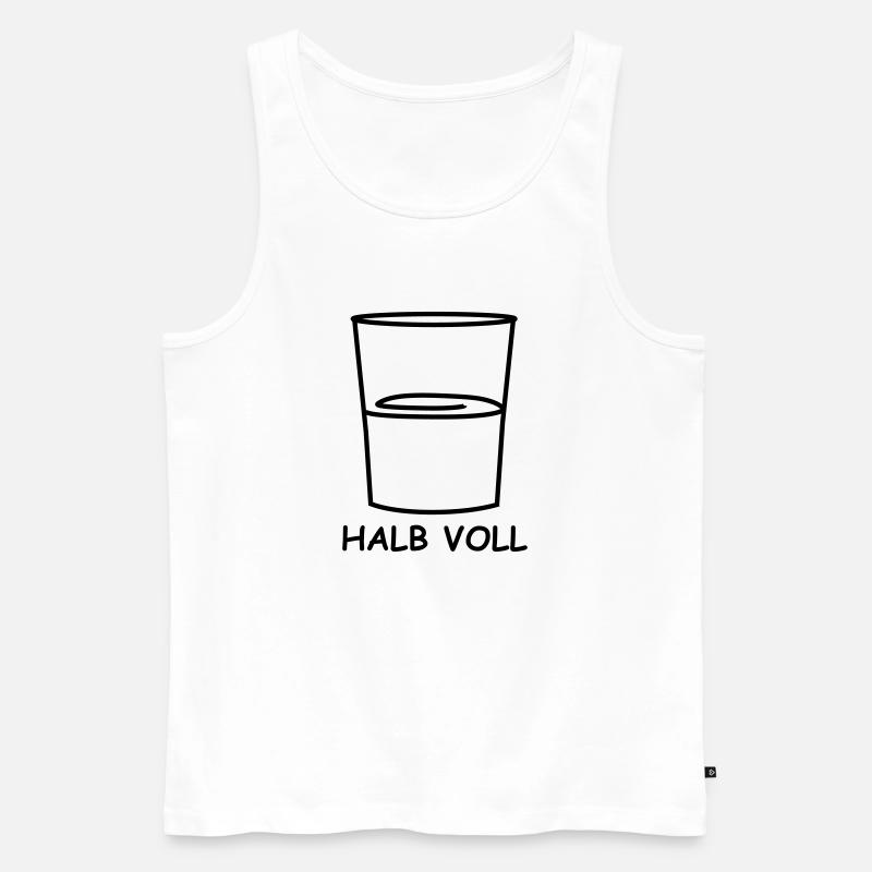 HALBVOLLES Glas - Männer Premium Bio Tank Top - Weiß