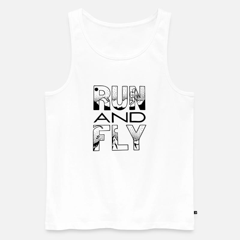 RUN and FLY - Männer Premium Bio Tank Top - Weiß