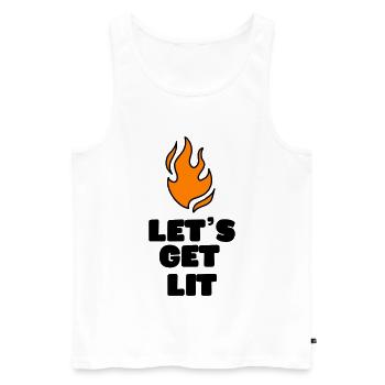 LIGHTER FIRE FIRE CAMPFIRE CAMPGROUND CAMP MOTIFS - Men's Premium Organic Tank Top - white - Front - AI Model Male 178 light (178cm)