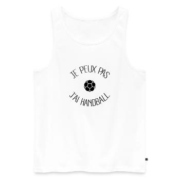 Je peux pas j'ai Handball - Débardeur bio Premium Homme - blanc - Devant - AI Model Male 178 light (178cm)
