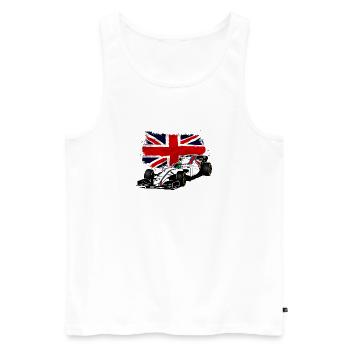 Racecar - Rennauto - Union Jack - UK Flag - Männer Premium Bio Tank Top - Weiß - Vorne - AI Model Male 178 light (178cm)