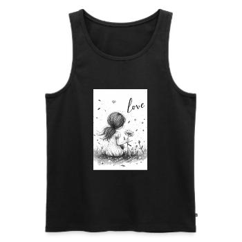 Mädchen Zeichnung Liebe Blume schraffiert - Männer Premium Bio Tank Top - Anthrazit - Vorne - Alexander (188cm)