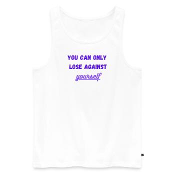 Du bist dein einziger Gegner - Lila - Männer Premium Bio Tank Top - Weiß - Vorne - Michal (187cm)