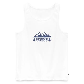 explore - Männer Premium Bio Tank Top - Weiß - Vorne - AI Model Male 178 light (178cm)