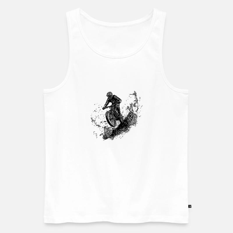 Regen Radfahrer Schlamm Wald Abfahrt - Männer Premium Bio Tank Top - Weiß
