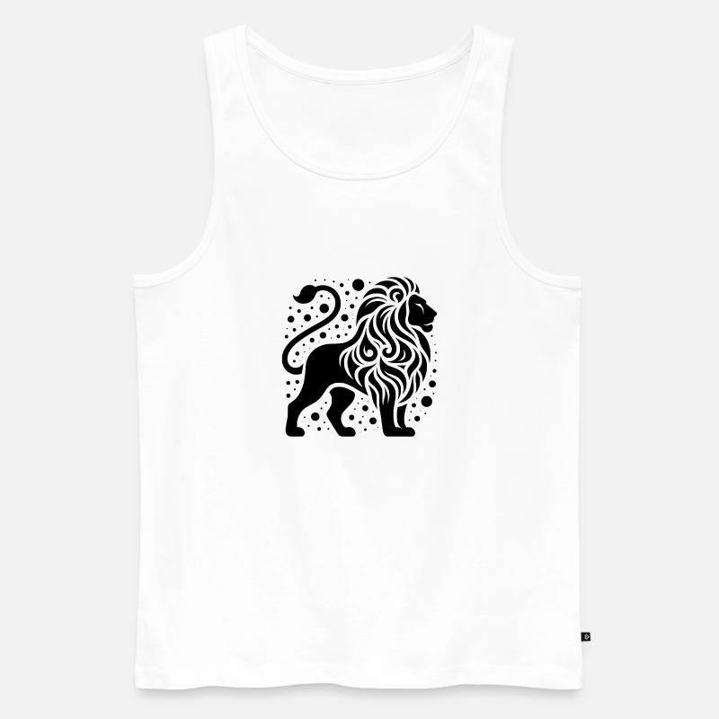 Stolzer Löwe mit wilder Mähne - Männer Premium Bio Tank Top - Weiß