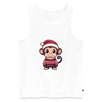 Monkey Christmas Comic - Men's Premium Organic Tank Top - white - Front - AI Model Male 178 light (178cm)