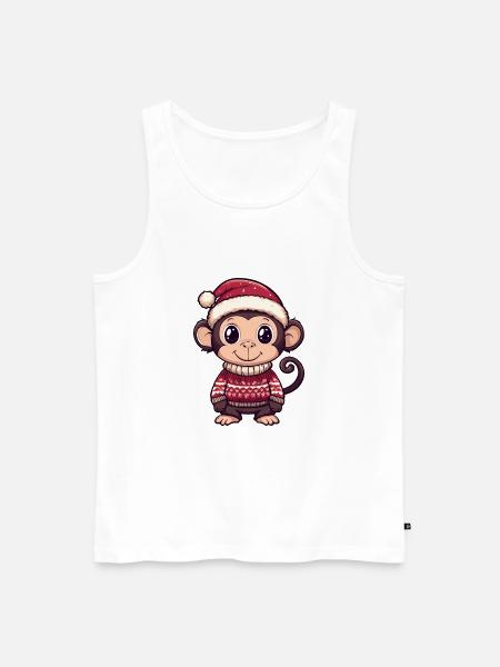 Monkey Christmas Comic - Men's Premium Organic Tank Top - white