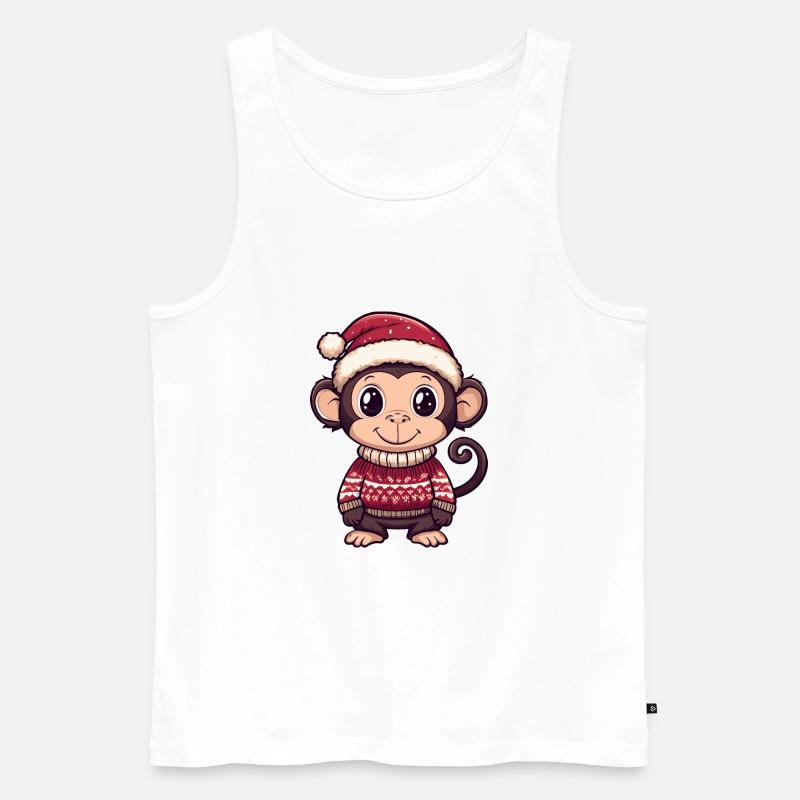 Monkey Christmas Comic - Men's Premium Organic Tank Top - white