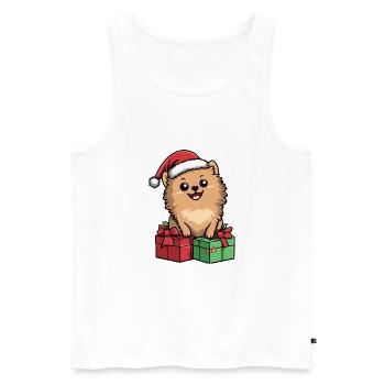 Cadeaux de Noël pour chien de Poméranie - Débardeur bio Premium Homme - blanc - Devant - Michal (187cm)