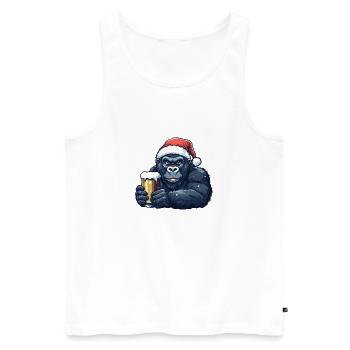 Gorilla Weihnachten Bier - Männer Premium Bio Tank Top - Weiß - Vorne - Michal (187cm)