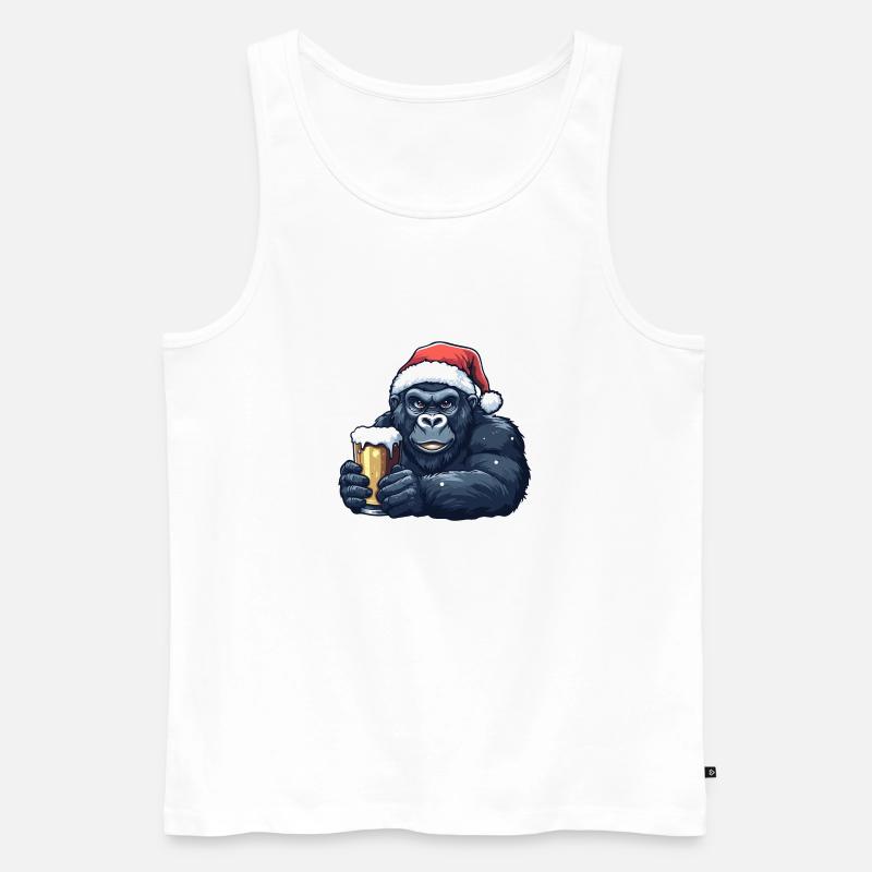 Gorilla Weihnachten Bier - Männer Premium Bio Tank Top - Weiß