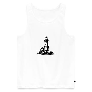 Icône du phare - Débardeur bio Premium Homme - blanc - Devant - AI Model Male 178 light (178cm)