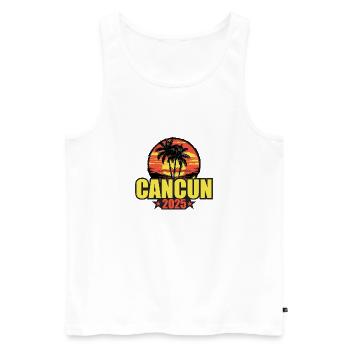 Cancun 2025 Holiday Palm Trees Colorful - Men's Premium Organic Tank Top - white - Front - Michal (187cm)