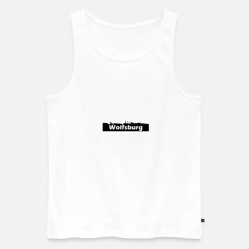Wolfsburg + Skyline - Männer Premium Bio Tank Top - Weiß