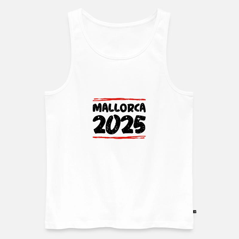 Mallorca 2025 Spruch - Männer Premium Bio Tank Top - Weiß